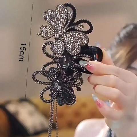 Luxury Women's Party Hair Clip - Elegant Sunflower & Butterfly Tassel