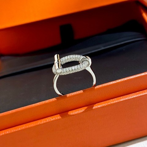 MZYK Top Design Silver Pig Nose Band Ring with Diamond for Women