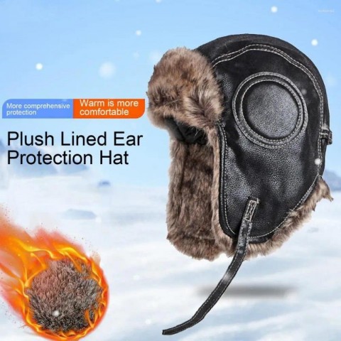 Cozy Plush Lined Trapper Beret Hat for Men - Windproof & Water-resistant
