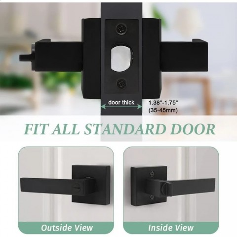 Matte Black Zinc Alloy Privacy Door Levers - 10 Pack Universal Handles dh5727163