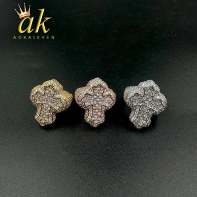 Aokaishen Men's Fashion Band Rings AAAA Zircon Fork Set