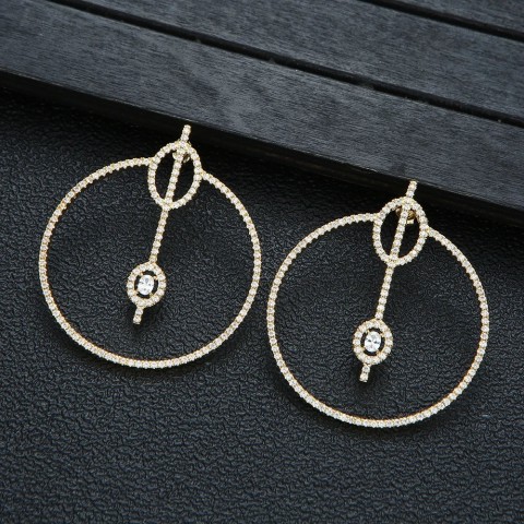 Elegant CZ Crystal Circle Hoop Earrings for Women - Trendy Wedding and Party Accessory E7255
