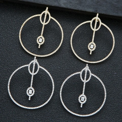 Elegant CZ Crystal Circle Hoop Earrings for Women - Trendy Wedding and Party Accessory E7255