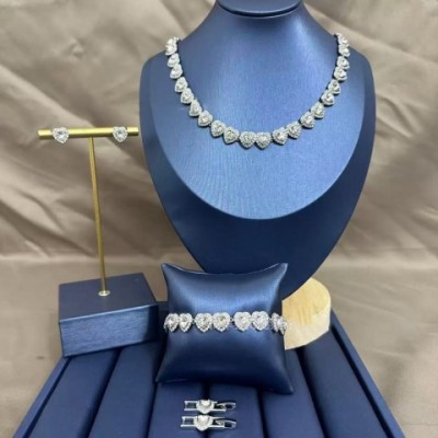 Designer Swarovski Silver Preppy Pendant Necklace Set for Women