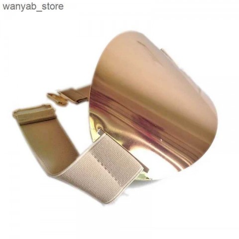 BLING SHINY Fashion Women's Wide Oval Metal Mirror Elastic Belt in Silver Gold BG-044