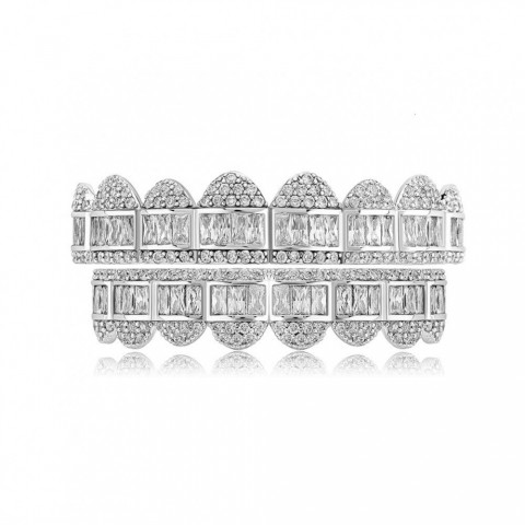 TOP Baguette Set - 14K Platinum Teeth Grills for Women