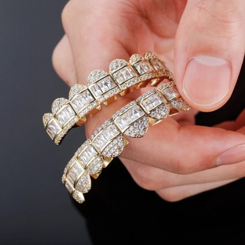 TOP Baguette Set - 14K Platinum Teeth Grills for Women