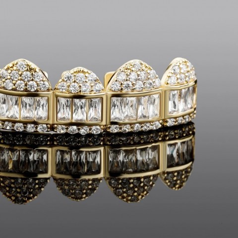 TOP Baguette Set - 14K Platinum Teeth Grills for Women
