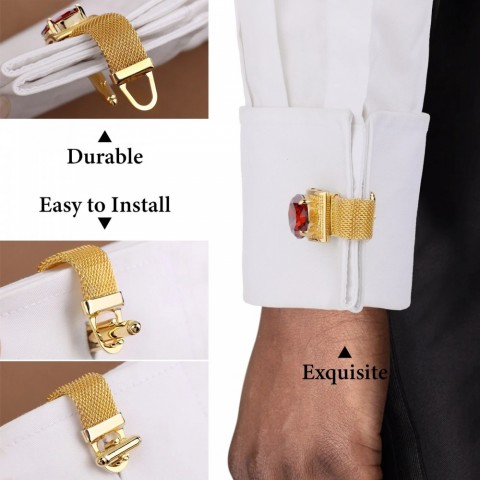 HAWSON Luxury Men's Crystal Cufflinks with Chains - Perfect Wedding Gift