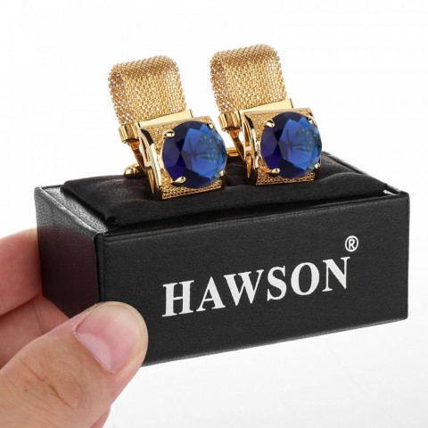 HAWSON Luxury Men's Crystal Cufflinks with Chains - Perfect Wedding Gift