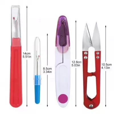 Sewing Seam Ripper Tool Set 4-Piece Unpicker Kit with Trimming Scissors