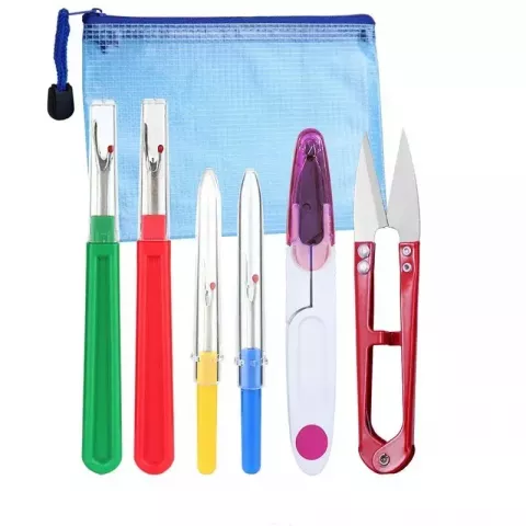 Sewing Seam Ripper Tool Set 4-Piece Unpicker Kit with Trimming Scissors