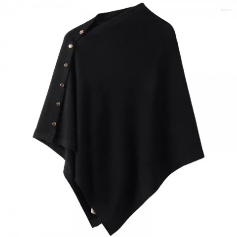 Pure Wool Knitted Women's Poncho Shawl - Soft and Stylish