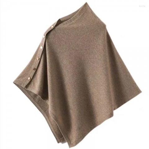 Pure Wool Knitted Women's Poncho Shawl - Soft and Stylish