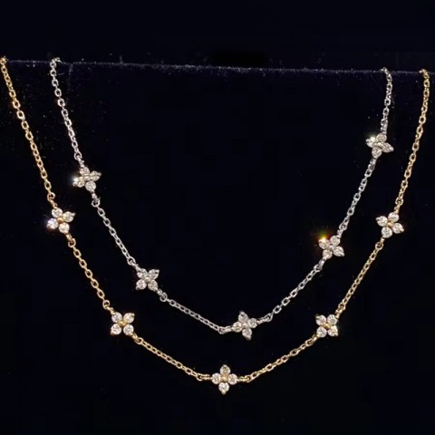 Dainty Four Leaf Clover Charm Bracelet in 14K Gold Plated for Women