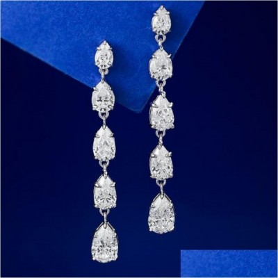 Classis Lady Moissanite Diamond Earrings Sterling Silver Wedding Set for Women