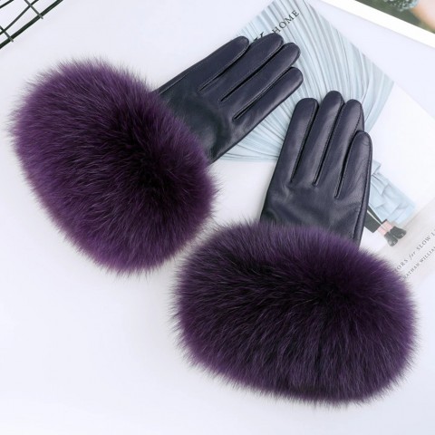 Sheepskin Authentic Fox Fur Hand Warmers for Women