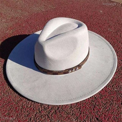 Avocado Green Suede Fedora with Large Brim for Men and Women
