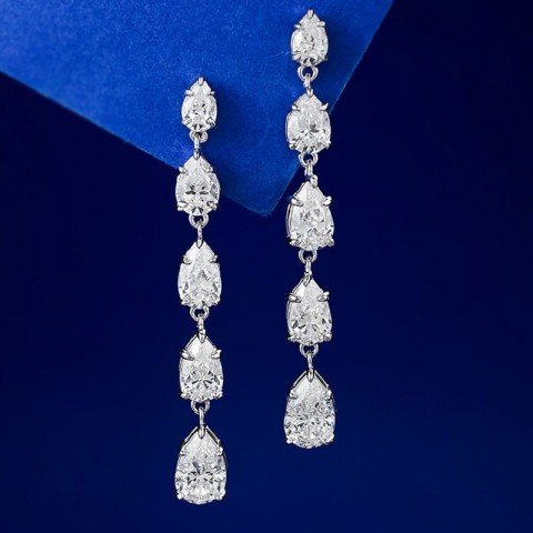 Classis Lady Moissanite Diamond Earrings Sterling Silver Wedding Set for Women