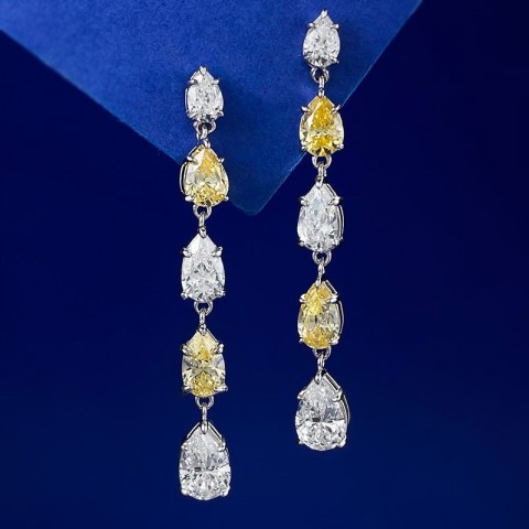 Classis Lady Moissanite Diamond Earrings Sterling Silver Wedding Set for Women