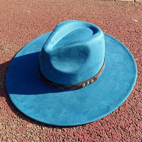 Avocado Green Suede Fedora with Large Brim for Men and Women