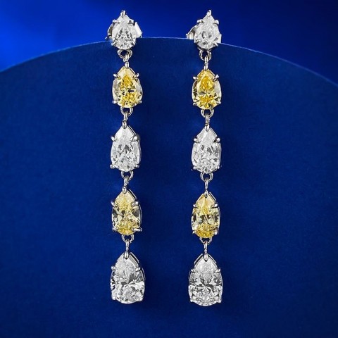 Classis Lady Moissanite Diamond Earrings Sterling Silver Wedding Set for Women
