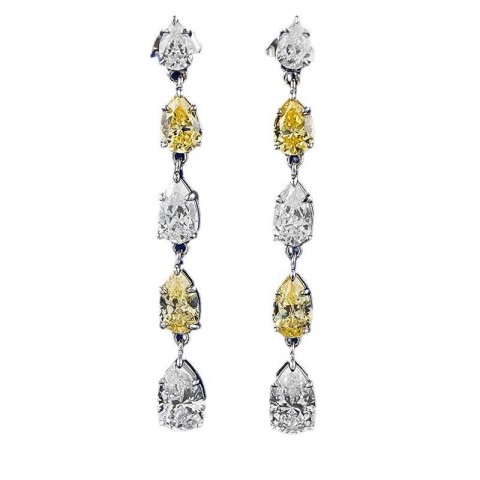 Classis Lady Moissanite Diamond Earrings Sterling Silver Wedding Set for Women