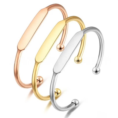 Stainless Steel Adjustable Bangle Bracelet for Women - Laser Engraved Jewelry