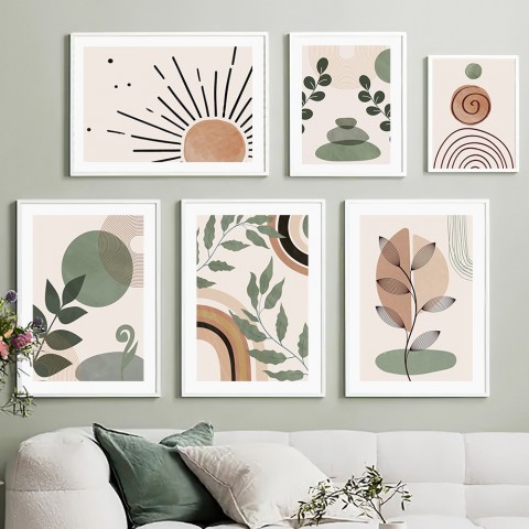 Boho Sun Ray Canvas Art for Living Room - Unique Geometric Wall Decor