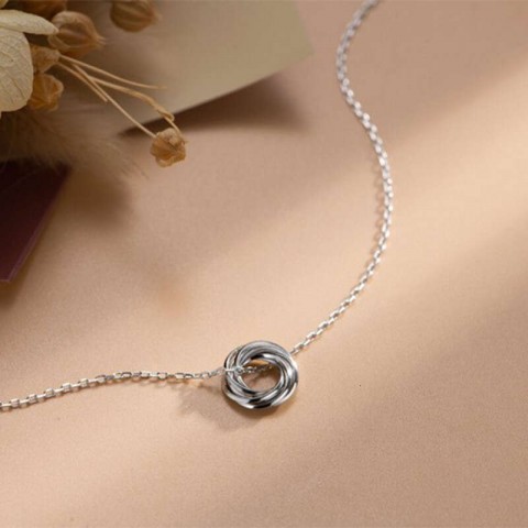 New Heng D0090 Sier Women's Stylish Geometric Necklace with Simple Pendant