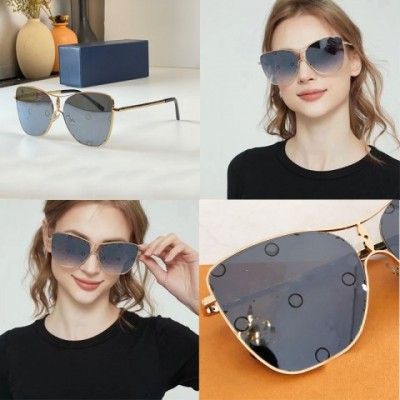 Star Square Floral Sunglasses with Gradient Prints and Engraved Metal Legs - Z1871U
