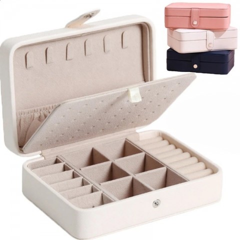 Korean Style High-capacity Leather Travel Jewelry Box for Women