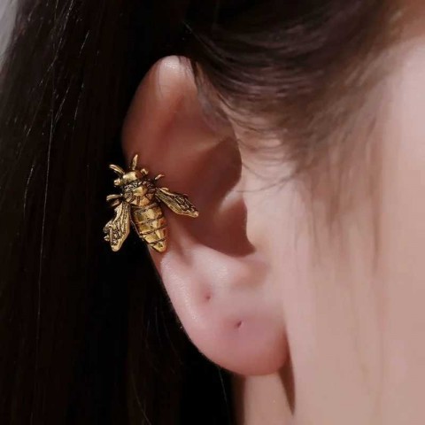 Creative Personalized Retro Alloy Bee Ear Cuff Earrings for Women W241017