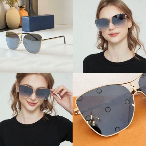 Star Square Floral Sunglasses with Gradient Prints and Engraved Metal Legs - Z1871U