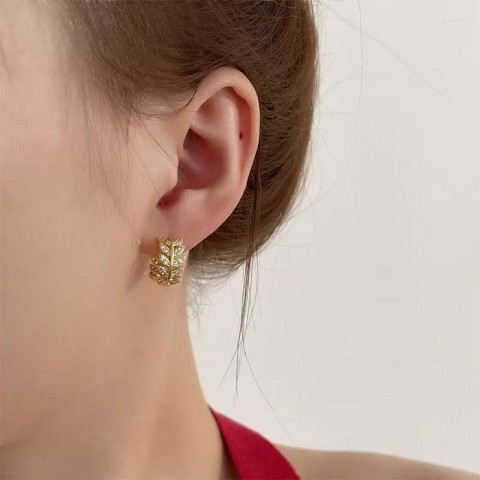INATURE Sterling Silver Hoop Earrings with Moissanite Leaves for Women - Top Quality Wedding Jewelry
