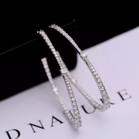 Designer Vecalon 925 Silver Large Hoop Earrings for Women