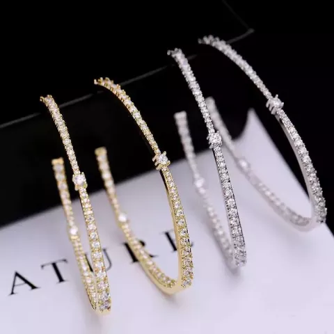 Designer Vecalon 925 Silver Large Hoop Earrings for Women