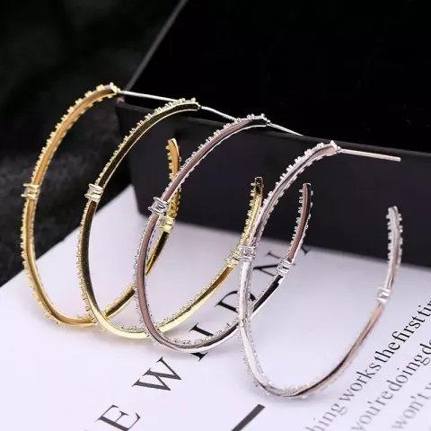Designer Vecalon 925 Silver Large Hoop Earrings for Women