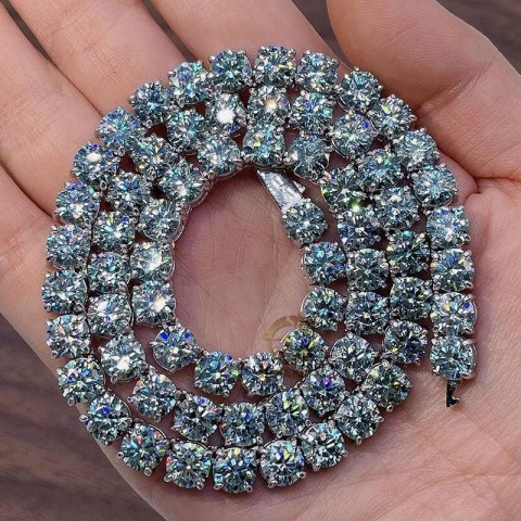 GRA Certified 6.5mm Green Blue Moissanite Tennis Chain for Women