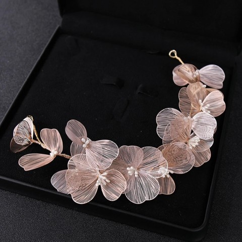 Elegant Wedding Metal Flower Tiaras with Pearl Detail - Women's Bridal Hair Accessories 250428