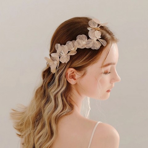 Elegant Wedding Metal Flower Tiaras with Pearl Detail - Women's Bridal Hair Accessories 250428