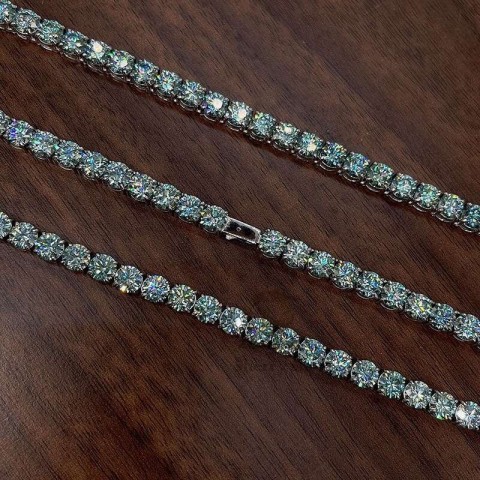 GRA Certified 6.5mm Green Blue Moissanite Tennis Chain for Women