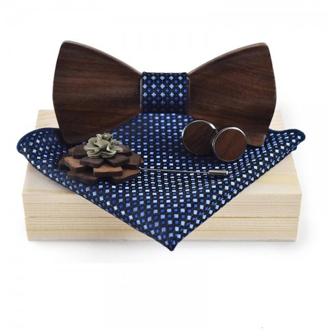 Mens Bamboo Fiber Lavender Bow Tie Set - Novelty Business Accessory