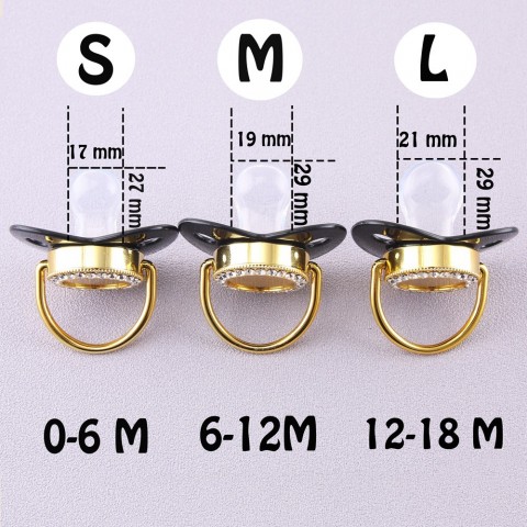 Luxury Any Name Personalized Gold Bling Pacifier Chain Clip Set for Babies
