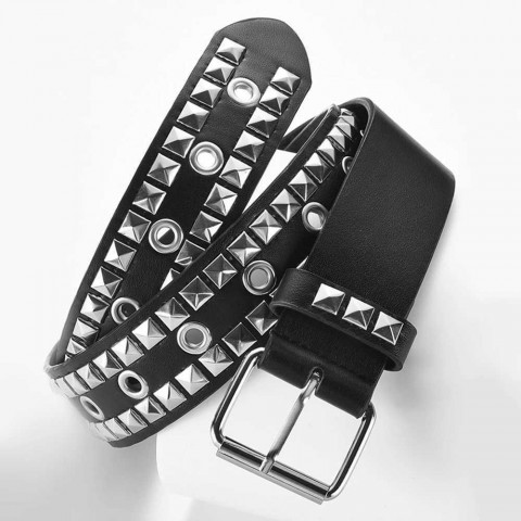 New Fashion Leather Punk Belt for Men and Women, Adjustable Width, Genuine Leather, Golden Buckle