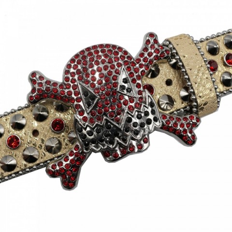 Fashion Crystal Inlaid Skeleton Jeans with Diamond BB Belt for Women