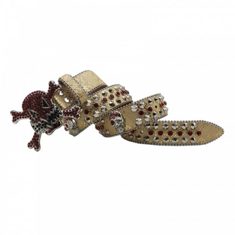 Fashion Crystal Inlaid Skeleton Jeans with Diamond BB Belt for Women