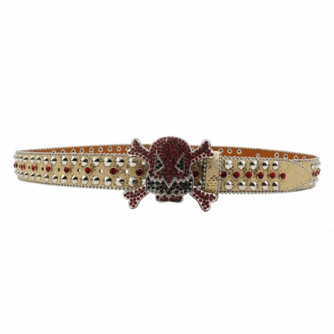 Fashion Crystal Inlaid Skeleton Jeans with Diamond BB Belt for Women