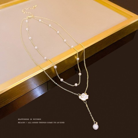 Hbp Double Layered Tassel Pearl Necklace for Children