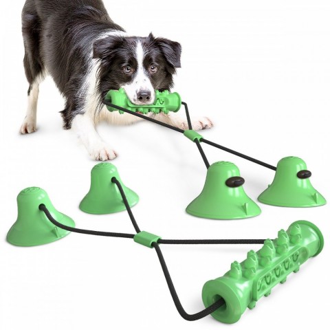 Bite-Resistant Dog Teeth Cleaning Stick with Double Suction Cups